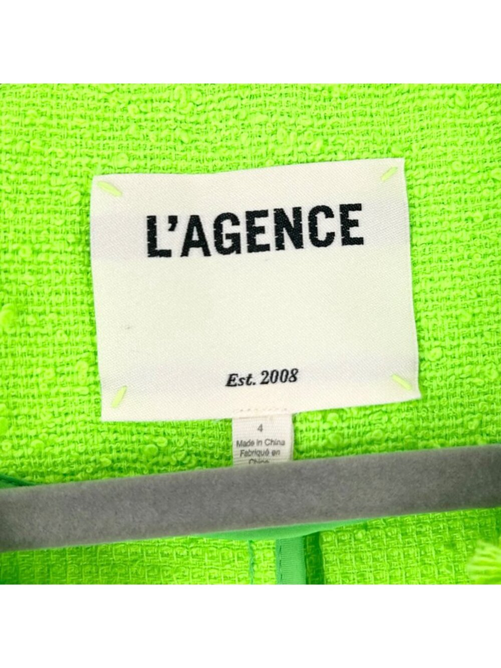 L'Agence Angelina Open Front Fringe Blazer in Lime Green - Picture 5 of 8